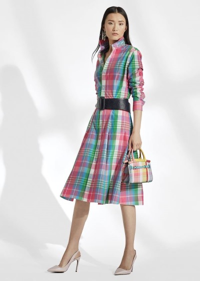 Women's Ralph Lauren Aldene Madras Shirt Dress | 017832QZV